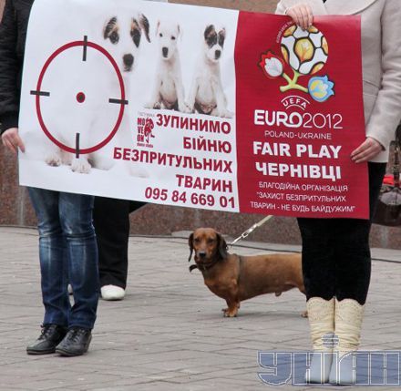 Участники марша в защиту бездомных животных в Черновцах Участники марша в защиту бездомных животных в Черновцах