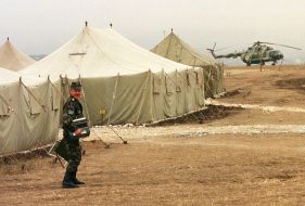 The soldier of the KFOR Ukrainian sub-division