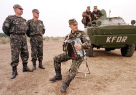 The soldiers of the KFOR Ukrainian sub-division