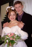 Maxim Shatskikh with his bride Olesya