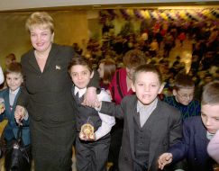  Raisa Bogatyreva takes the children on the New Year Tree Holiday concert