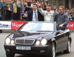 Vladimir Klichko, Alexander Omelchenko and Mika Hakkinen