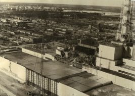 Damaged roof of the 4-th bloc of Chernobyl AES