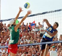 Final meeting of the international beach volleyball tournament