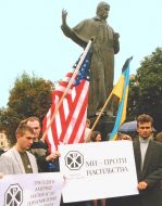 Lviv’s students hold the placards