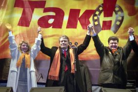 Yulia Timoshenko, Viktor Yushchenko and Petr Poroshenko
