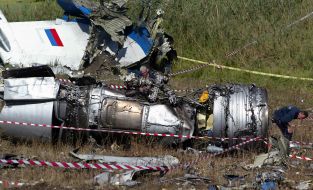 Engine TU-154 Russian plane after crash