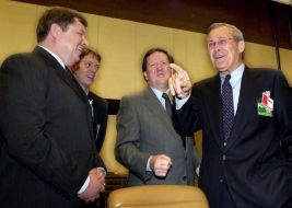 Donald Rumsfeld, George Robertson and Vladimir Shkidchenko