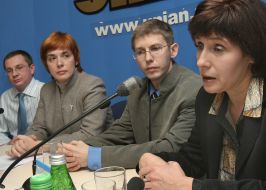 Participants of Charity project “Save my life” in press conference in UNIAN