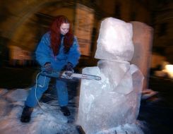 The symposium of icy sculpture in Lvov