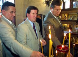 George Robertson, Yevhen Marchuk and Viktor Yanukovich