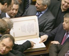 Blocking the podium in Ukrainian parliament