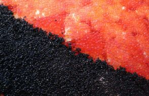 Open sandwich with red caviar