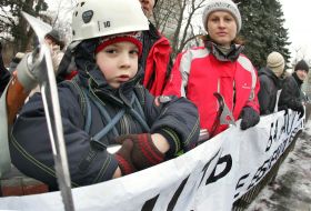 Protest of climbers and rock-climbers
