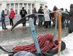 Protest of climbers and rock-climbers