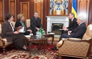 Meeting of Aleksandr Moroz with Hanne Severinsen and Renate Volvend