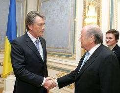 Meeting Yushchenko and Joseph Blatter