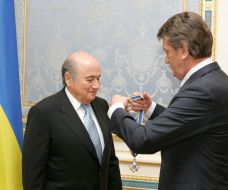Meeting Yushchenko and Joseph Blatter