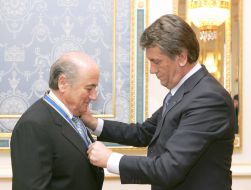 Meeting Yushchenko and Joseph Blatter