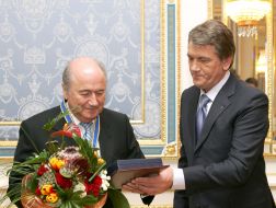 Meeting Yushchenko and Joseph Blatter
