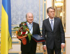 Meeting Yushchenko and Joseph Blatter