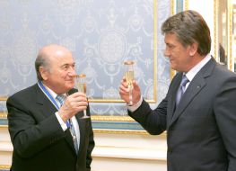 Meeting Yushchenko and Joseph Blatter
