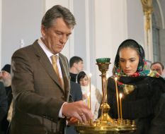Viktor Yushchenko during Easter service