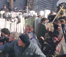 Clashes between protesters and soldiers of Special Forces "Berkut"