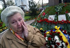 Imposition of flowers to Chernobyl`s memorial