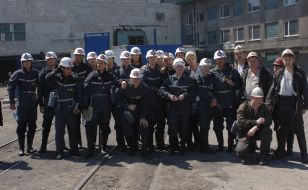 Footballers FC “Shakhter” (Donetsk) on a mine “Komsomolets of Donbass”