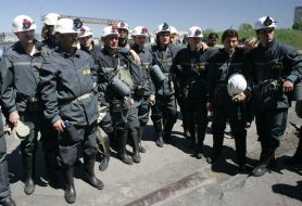Footballers FC “Shakhter” (Donetsk) on a mine “Komsomolets of Donbass”