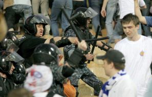 Spetsnaz take order at the stadium