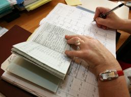 Delivering of work record cards to deputies