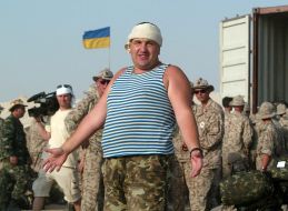 A soldier of Ukrainian anti-chemical forces