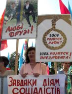 Mass meeting in front of the apartment of Zhitomirsky region soviet