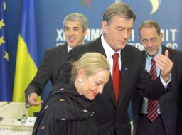 Jose Socrates, Viktor Yushchenko, Javier Solana and Benita Ferrero-Waldner