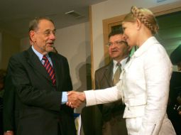 Javier Solana, Grigory Nemirya and Yuliya Timoshenko