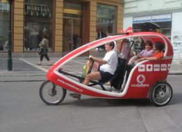 Tourists in velomobyle