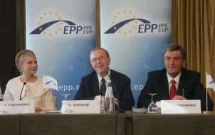 Yuliya Timoshenko, Viktor Yuschenko and Wilfried Martens
