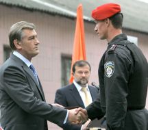 Meeting of Viktor Yushchenko with the personnel of the Internal troops