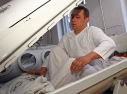 Injured miner in pressure chamber