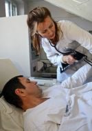 Injured miner in pressure chamber