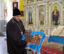 Icons and books, passed churches