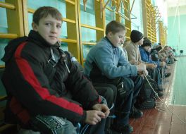 Pupils at the lesson at school without heating