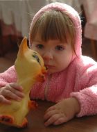 A child in the kindergarten without heating