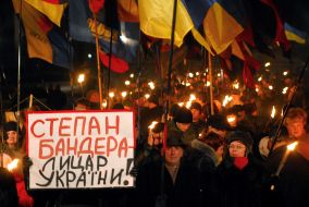 Action ”Stepan Bandera is a national hero”