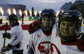 Players of child’s youth hockey command ”Krizhinka”