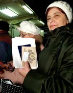 Elderly people in the line