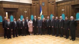 Meeting of Arseny Yatsenyuk with Chairman of Constitutional Court of Ukraine, guidance and judge corps of Constitutional Court of Ukraine