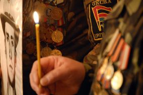 Funeral service in the day of warrior-internationalist